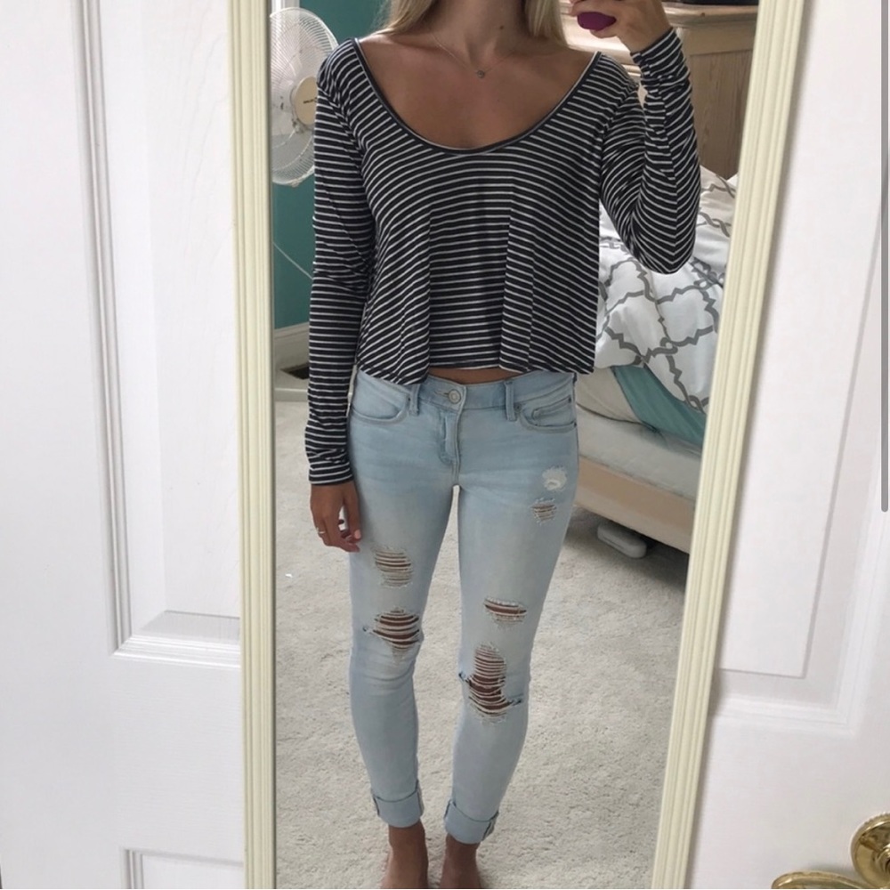 Express Light Blue Distressed Jeggings